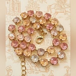 Peach and Pink In Pastel Austrian Crystal Necklace and Earrings in Gold Plated